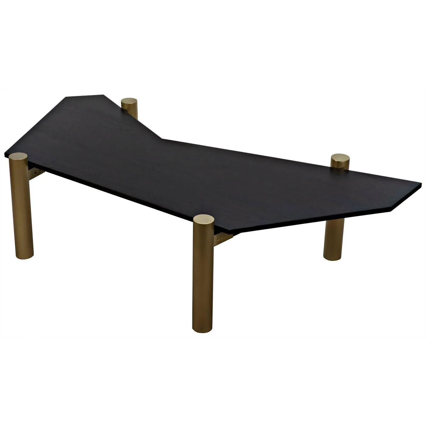 Tabu Coffee Table, Brass Finished Legs with Ebony Walnut Top