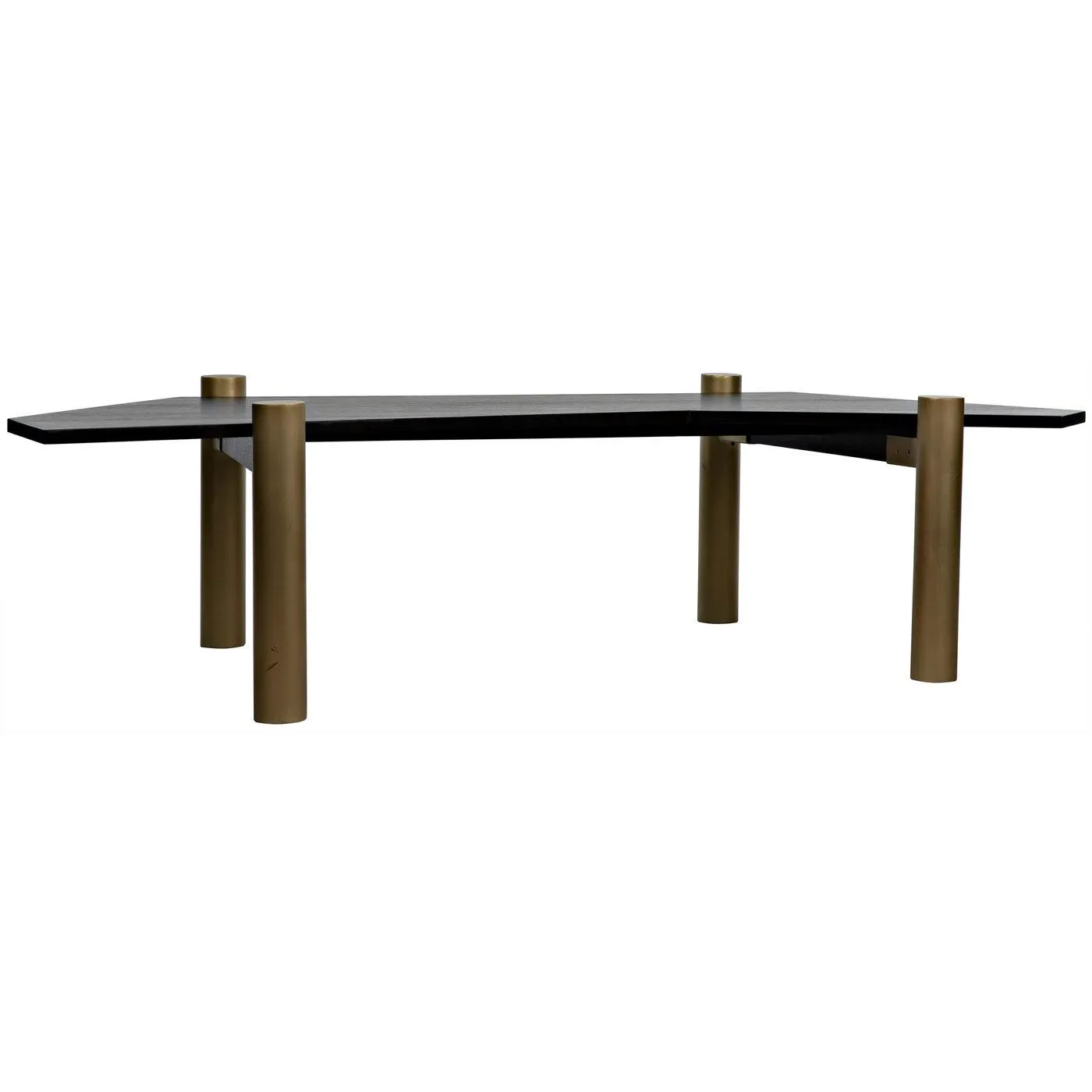 Tabu Coffee Table, Brass Finished Legs with Ebony Walnut Top
