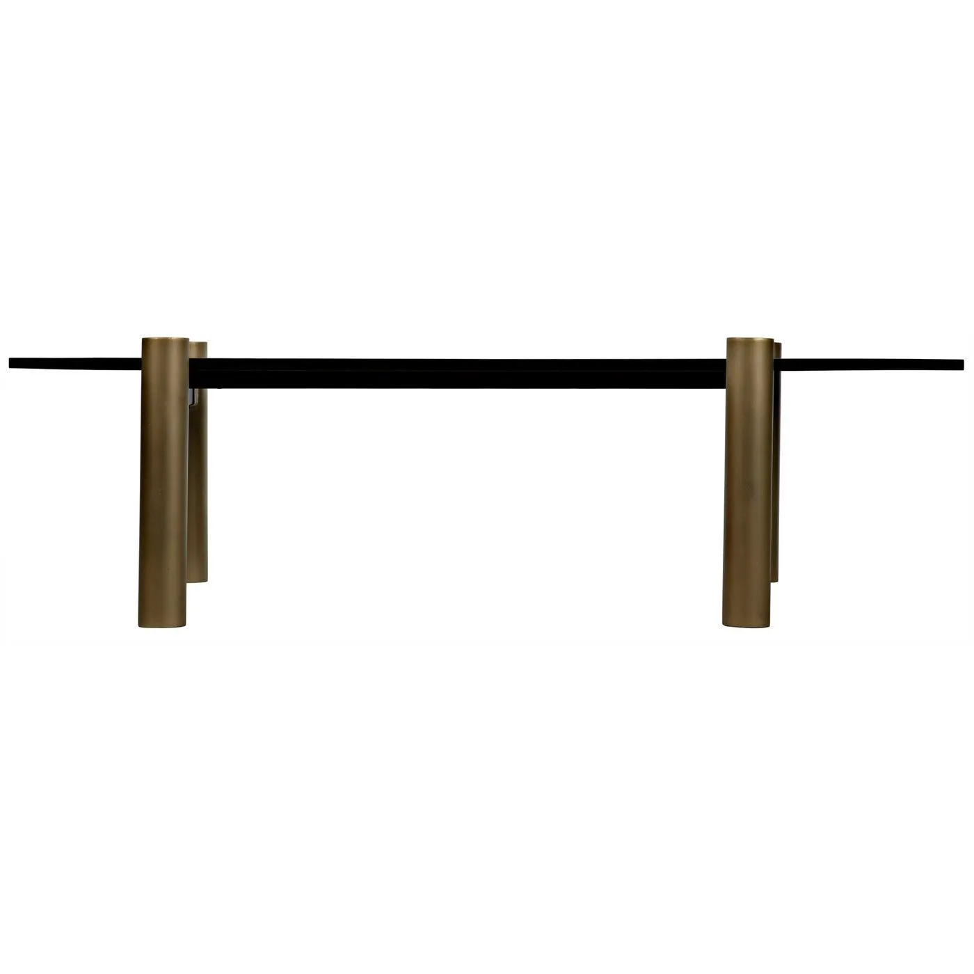 Tabu Coffee Table, Brass Finished Legs with Ebony Walnut Top