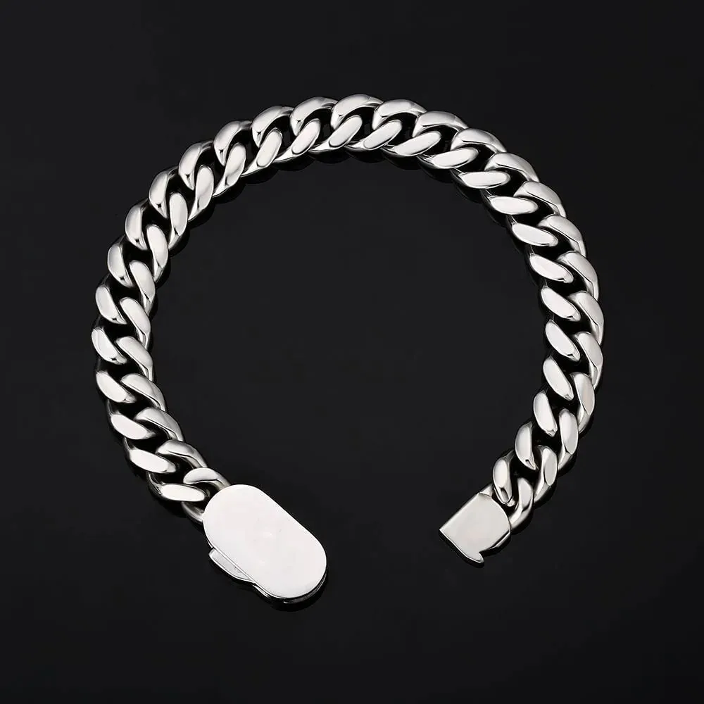 The Silver Lining Ⅱ® - Cuban Link Bracelet Silver White Gold (Push Button Clasp)