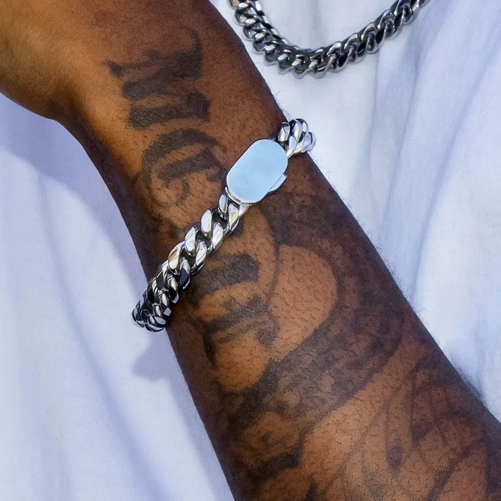 The Silver Lining Ⅱ® - Cuban Link Bracelet Silver White Gold (Push Button Clasp)