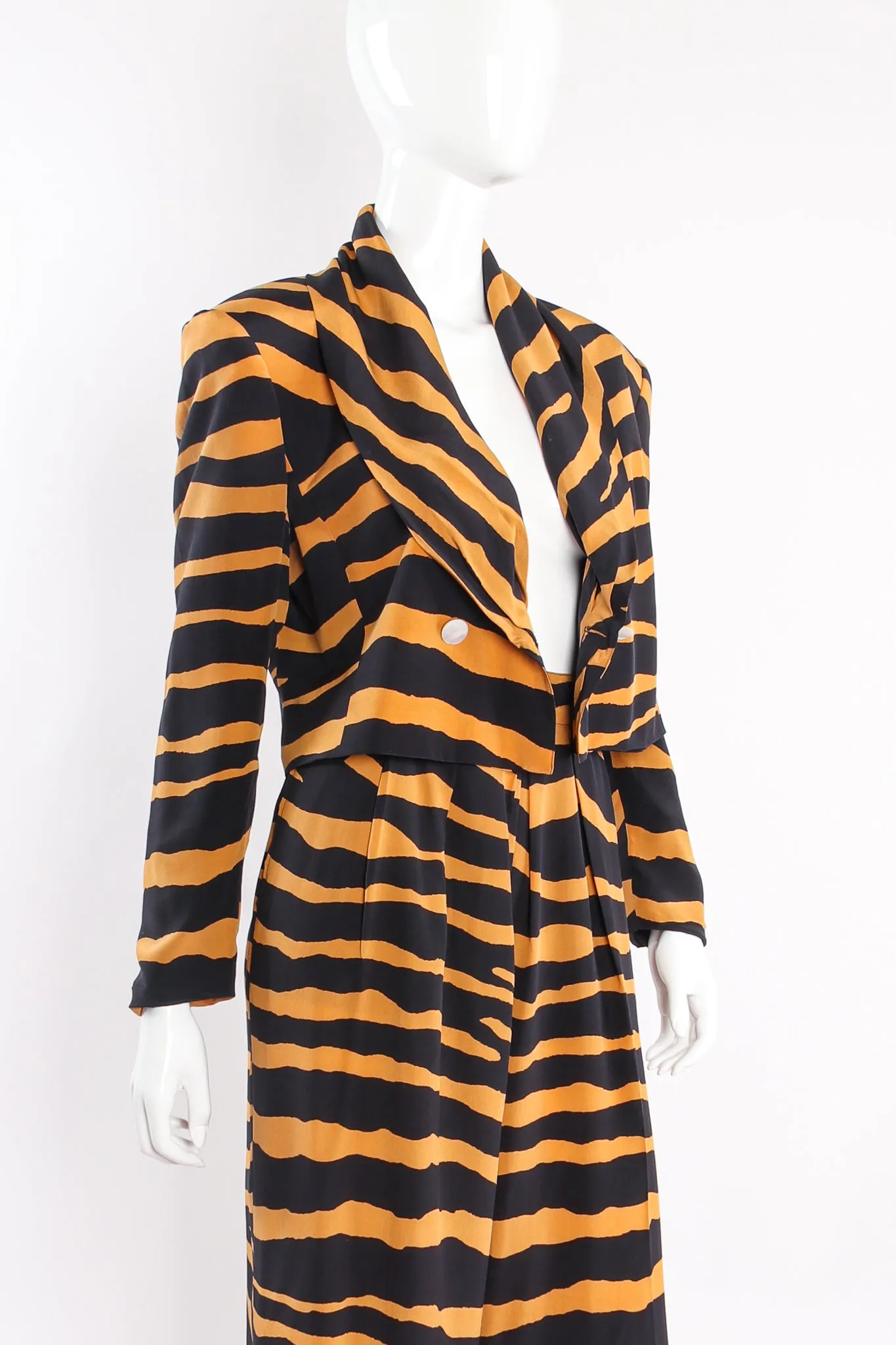 Tiger Stripe Silk Jacket & Pant Suit