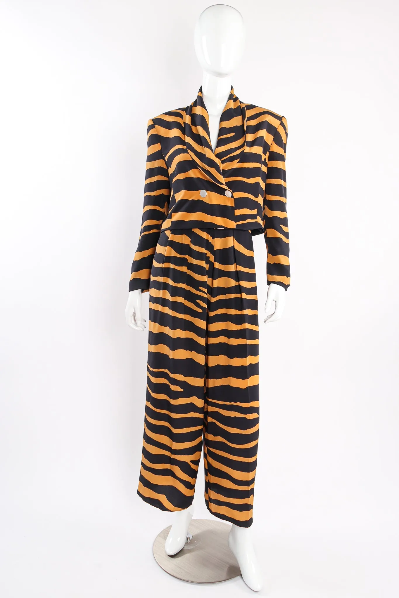 Tiger Stripe Silk Jacket & Pant Suit