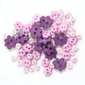 Trimits Mini Craft Flowers Buttons - Purples Shades