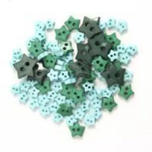 Trimits Mini Craft Stars Buttons - Green Shades