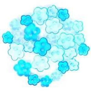 Trimits Mini Craft Transparent Flowers Buttons - Turquoise Shades