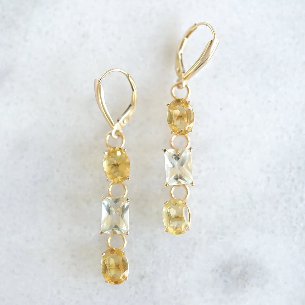 Triple Beryl gold earrings