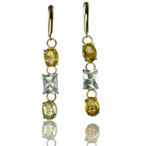 Triple Beryl gold earrings