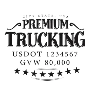 Trucking Company Name with USDOT & GVW Lettering Decal Sticker (Set of 2)