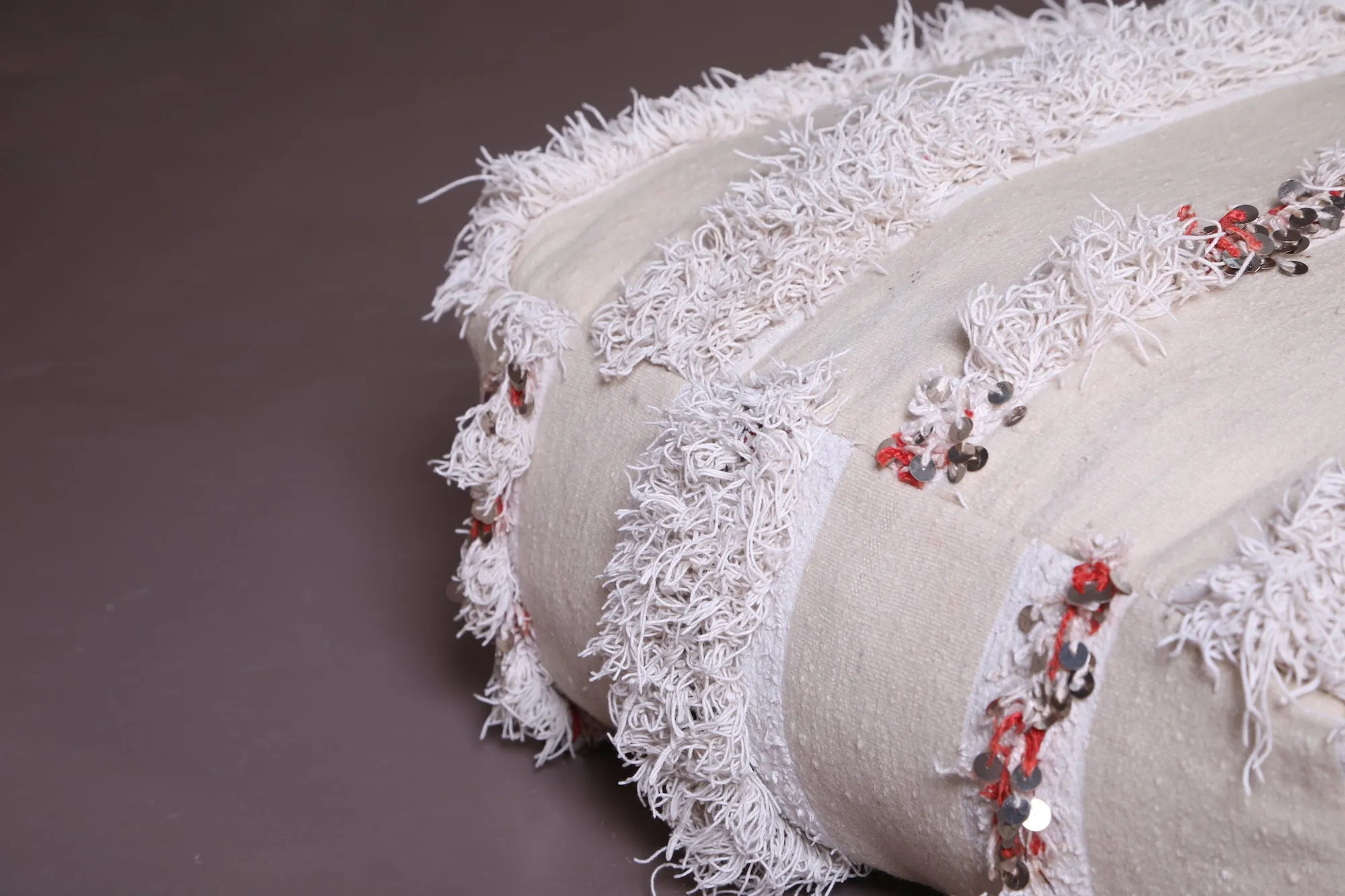 Two berber Poufs Ottoman woven in White