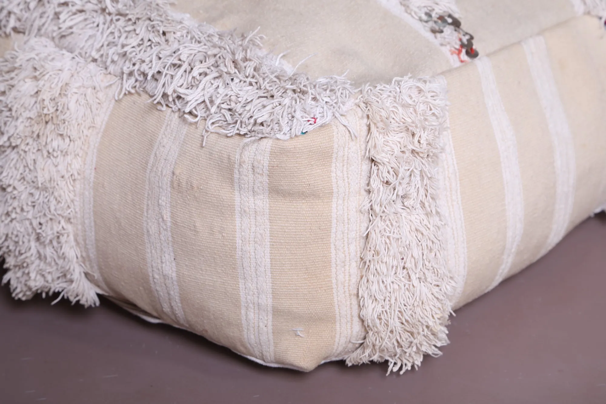 Two berber Poufs Ottoman woven in White