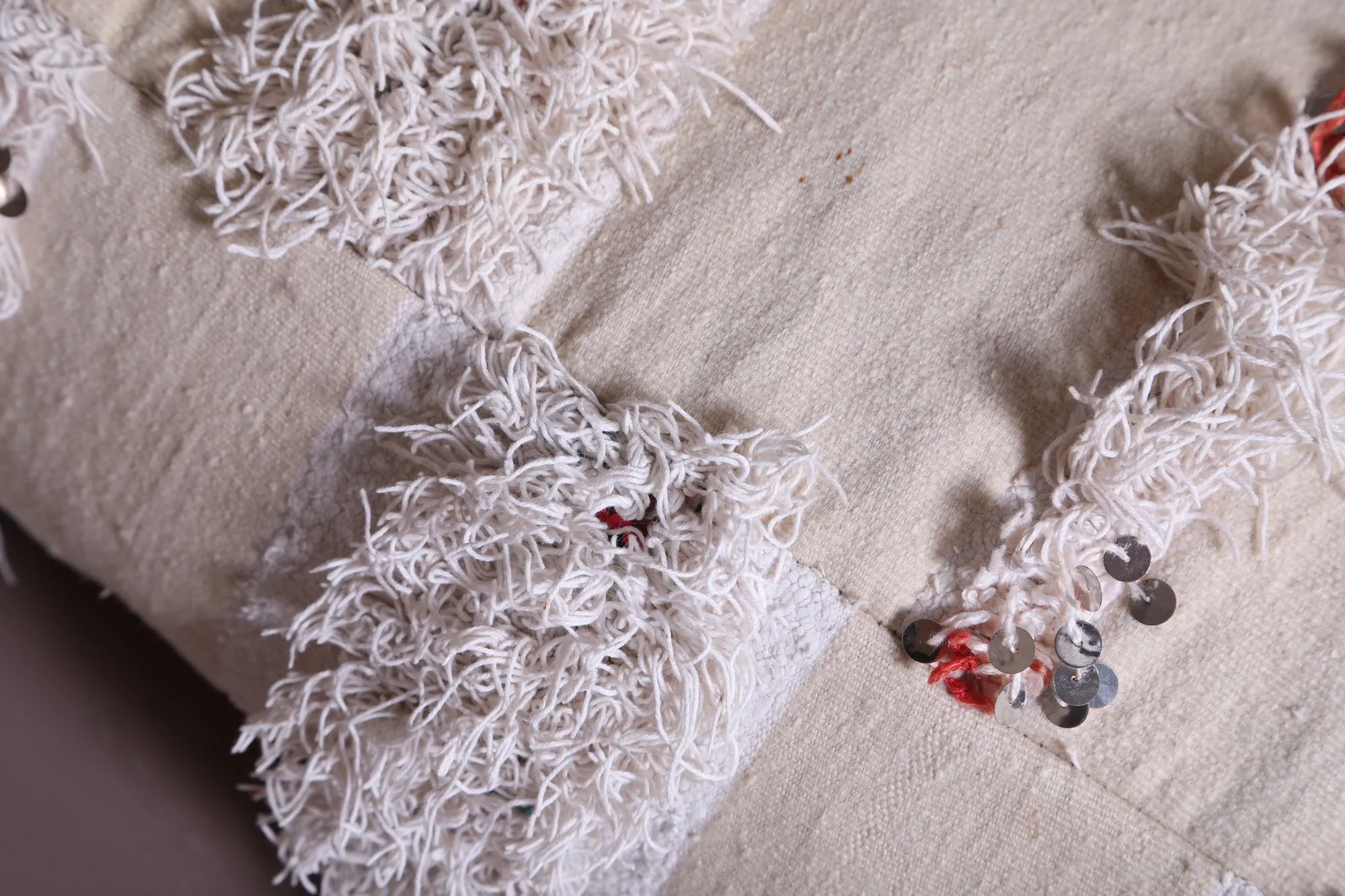 Two berber Poufs Ottoman woven in White