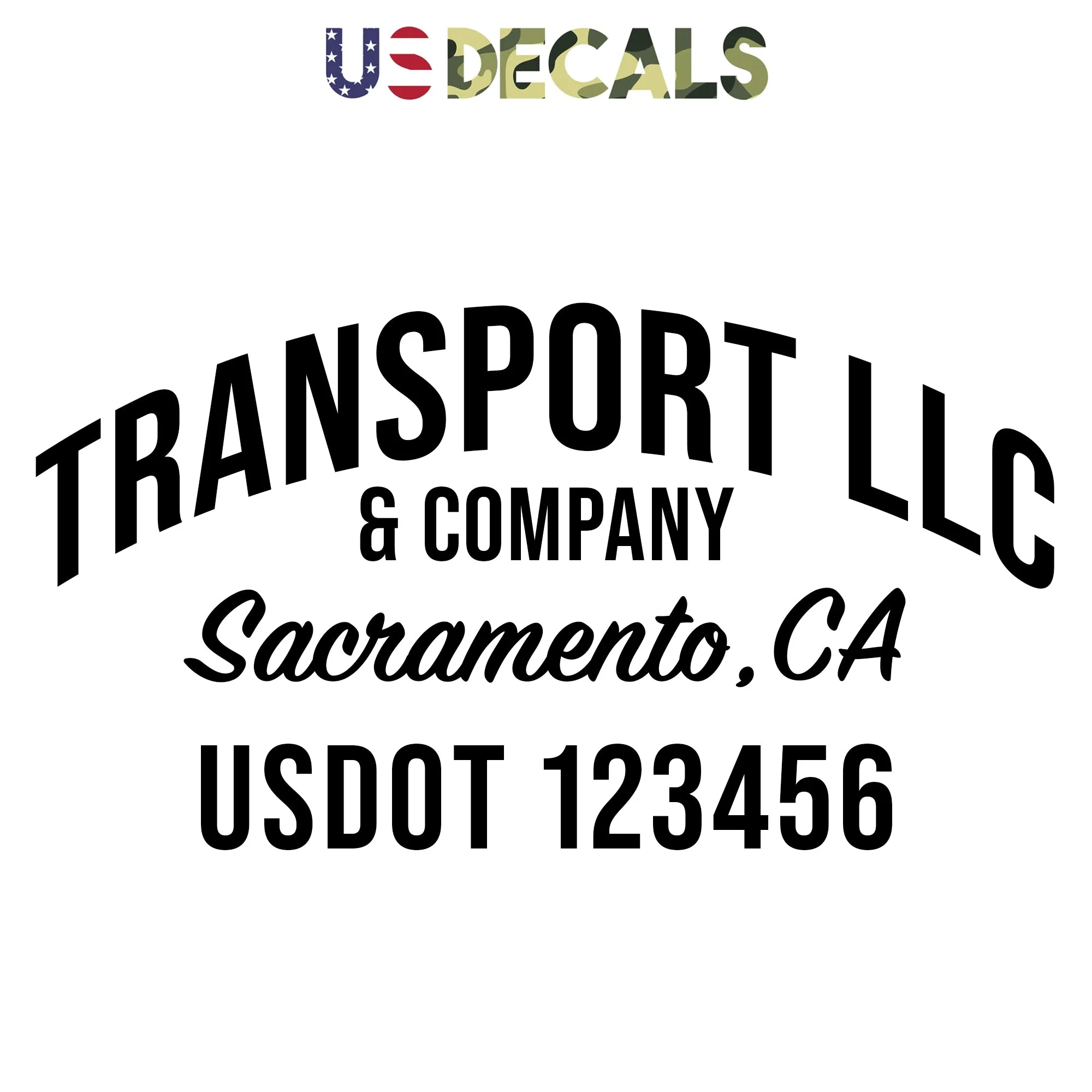 USDOT Truck Door Custom Lettering Decal Sticker, 2 Pack
