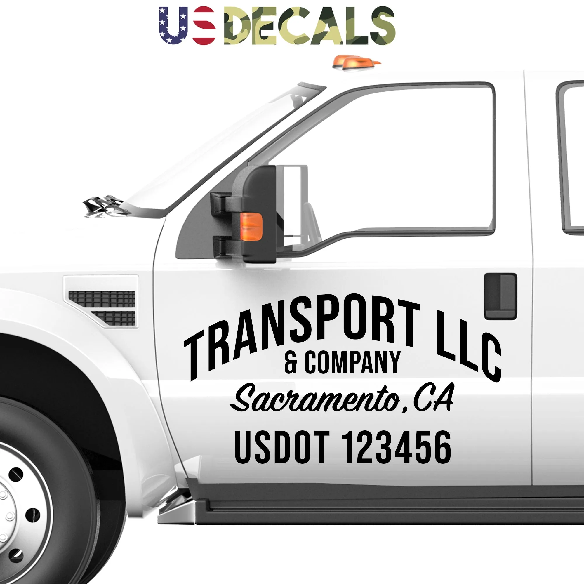 USDOT Truck Door Custom Lettering Decal Sticker, 2 Pack