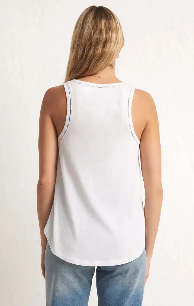 Vagabond Lace Trim Tank White