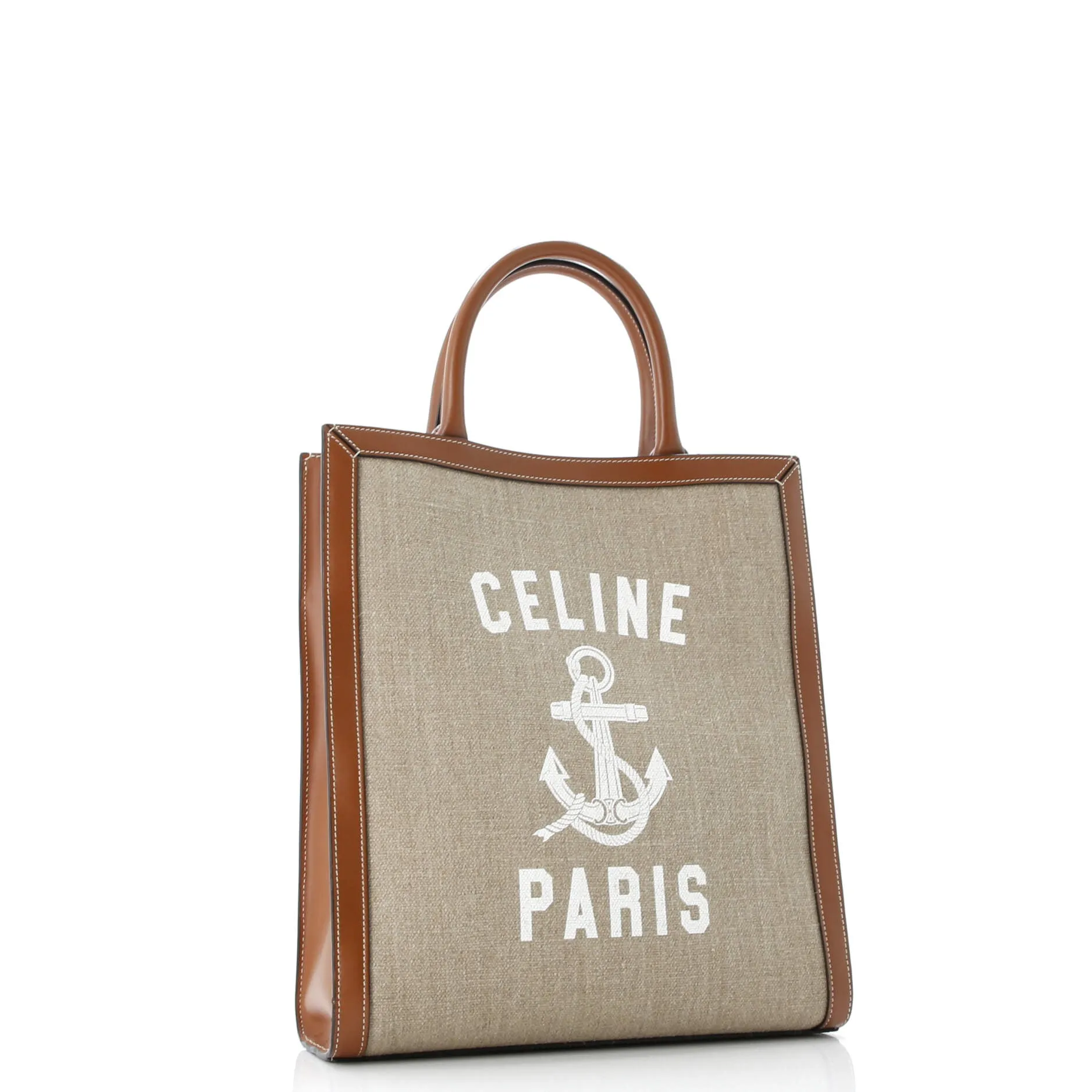 Vertical Cabas Tote Printed Canvas and Leather Small