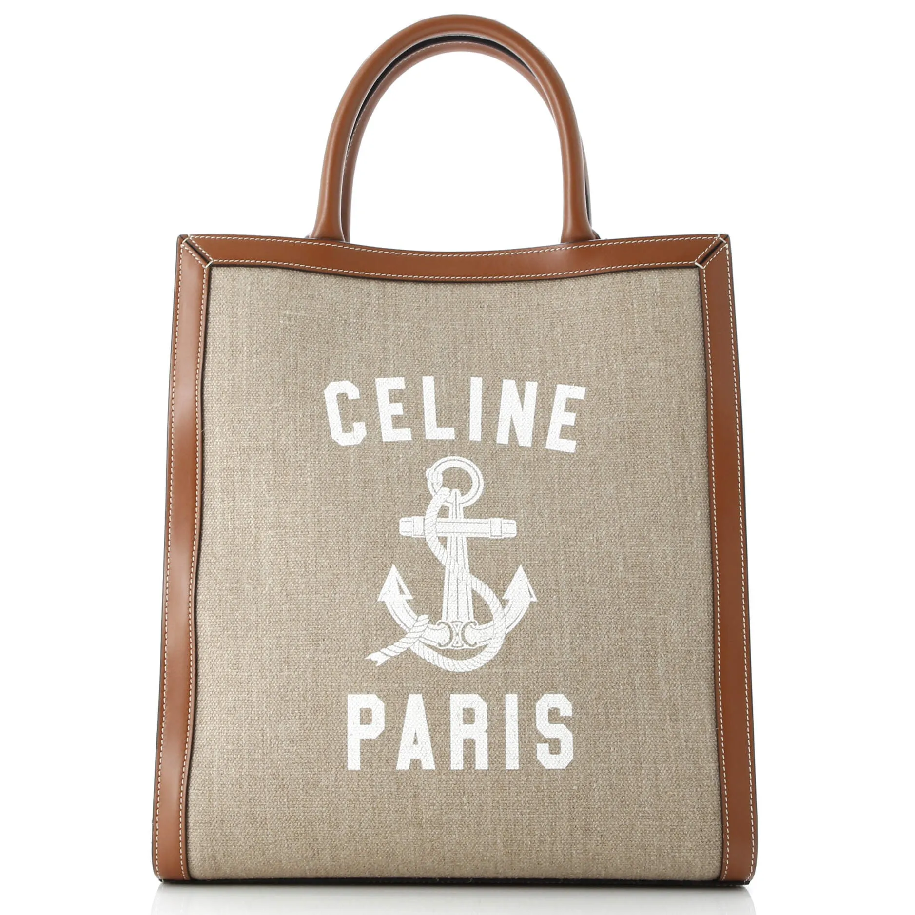 Vertical Cabas Tote Printed Canvas and Leather Small