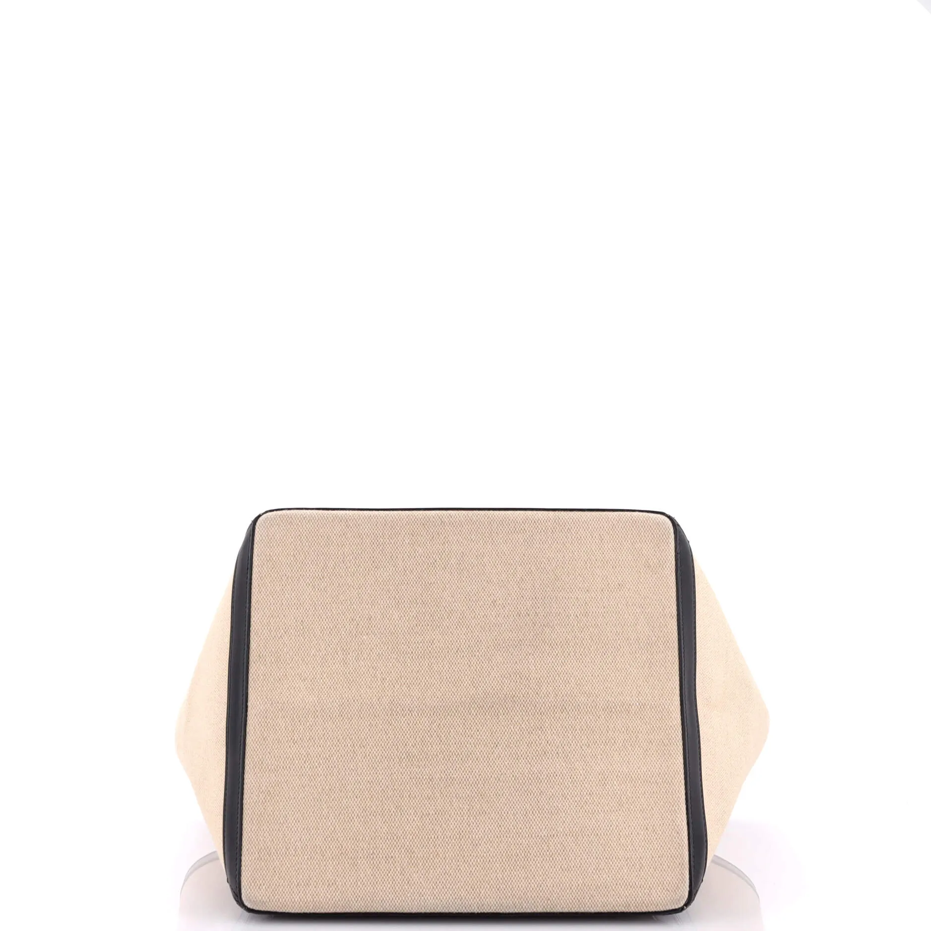 Vertical Square Cabas Tote Canvas with Leather Large