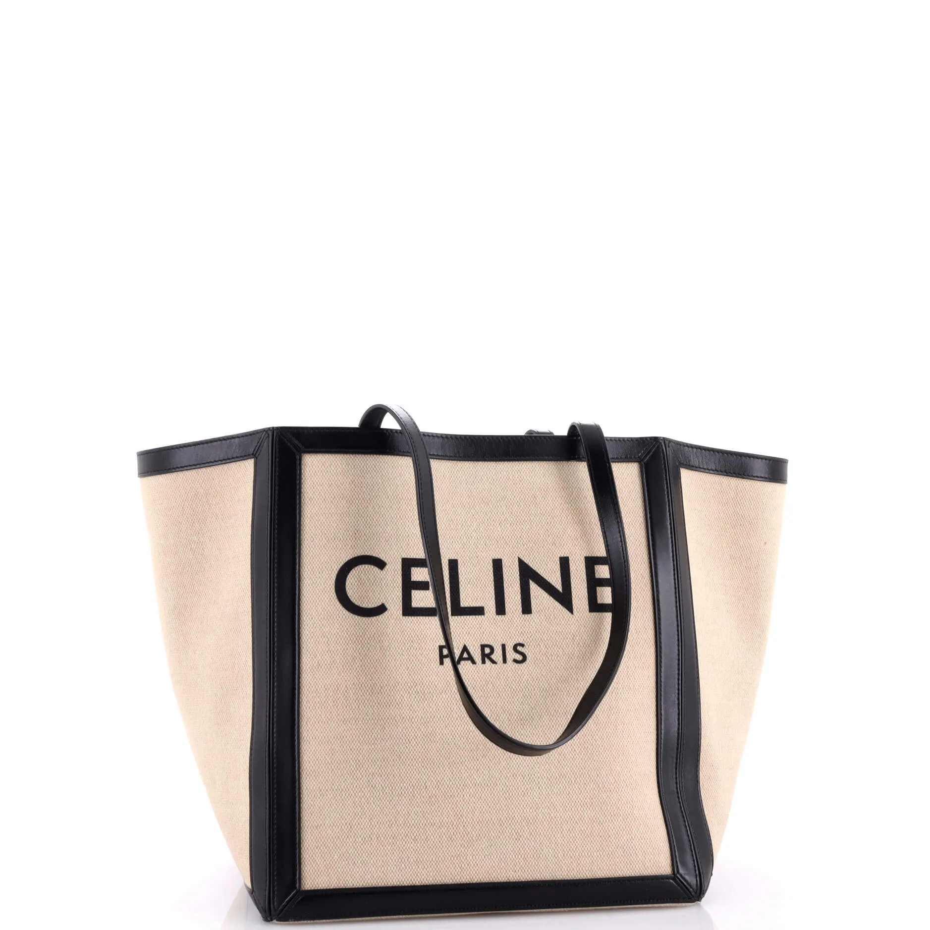 Vertical Square Cabas Tote Canvas with Leather Large