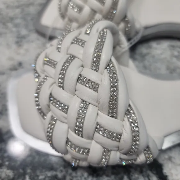 Vince Camuto Belmiya Woven Leather Puff Embellished Slides