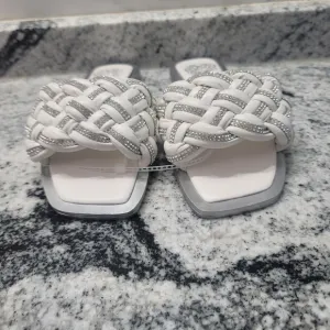 Vince Camuto Belmiya Woven Leather Puff Embellished Slides
