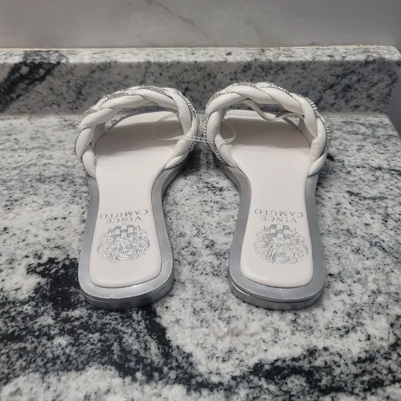 Vince Camuto Belmiya Woven Leather Puff Embellished Slides