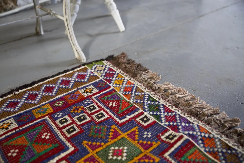 Vintage Mersin Mut Cicim Kilim Rug 3.3ftx4.5ft