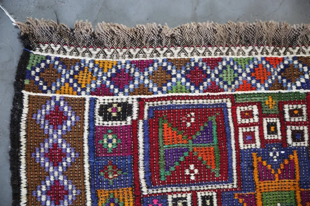 Vintage Mersin Mut Cicim Kilim Rug 3.3ftx4.5ft