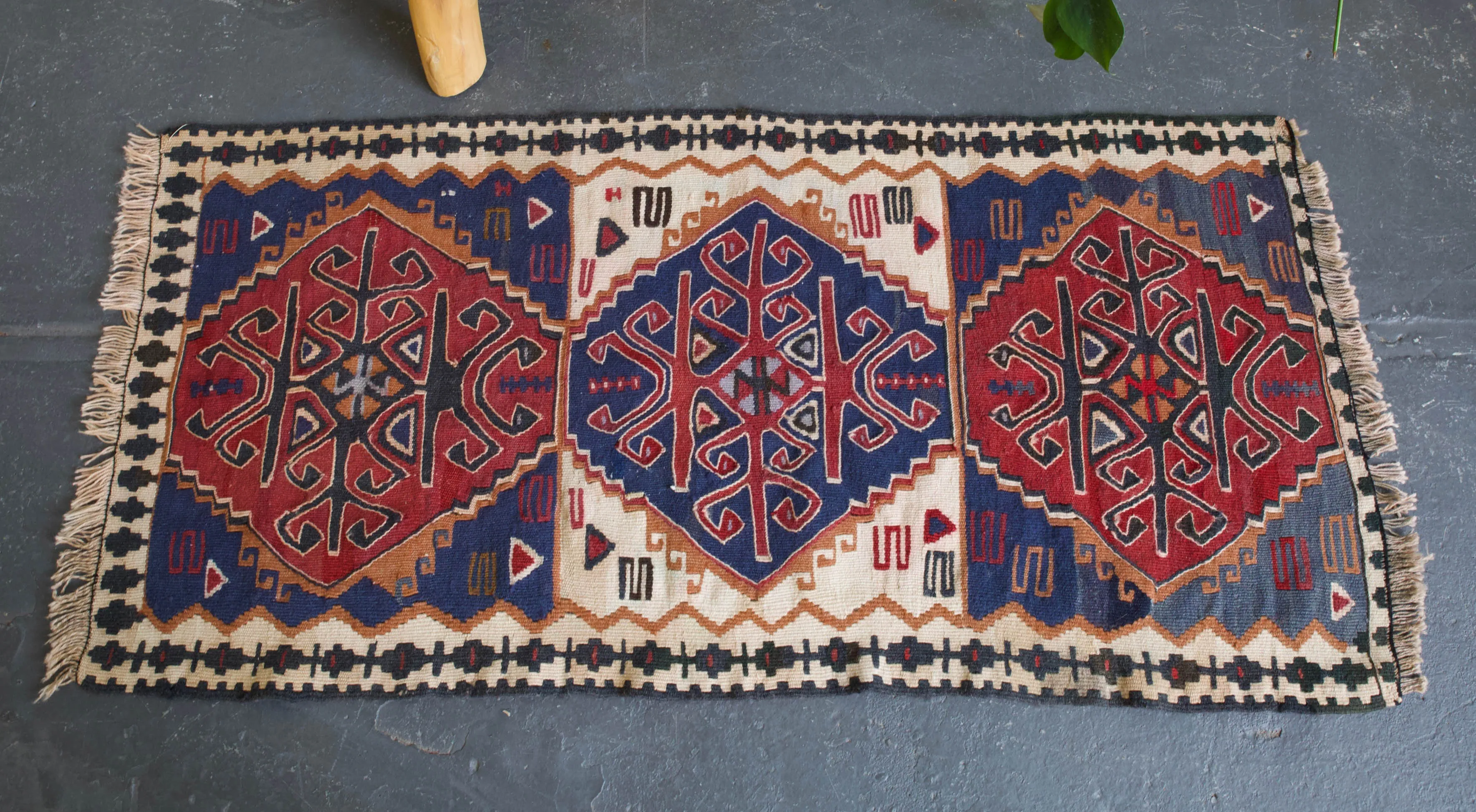 Vintage Mini Turkish Kilim Rug 2'x4'2"