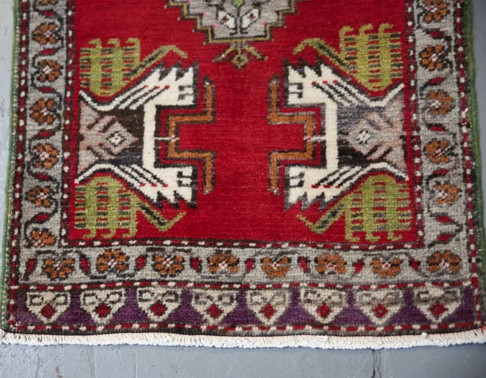 Vintage Mini Turkish Rug 20.5"x39"