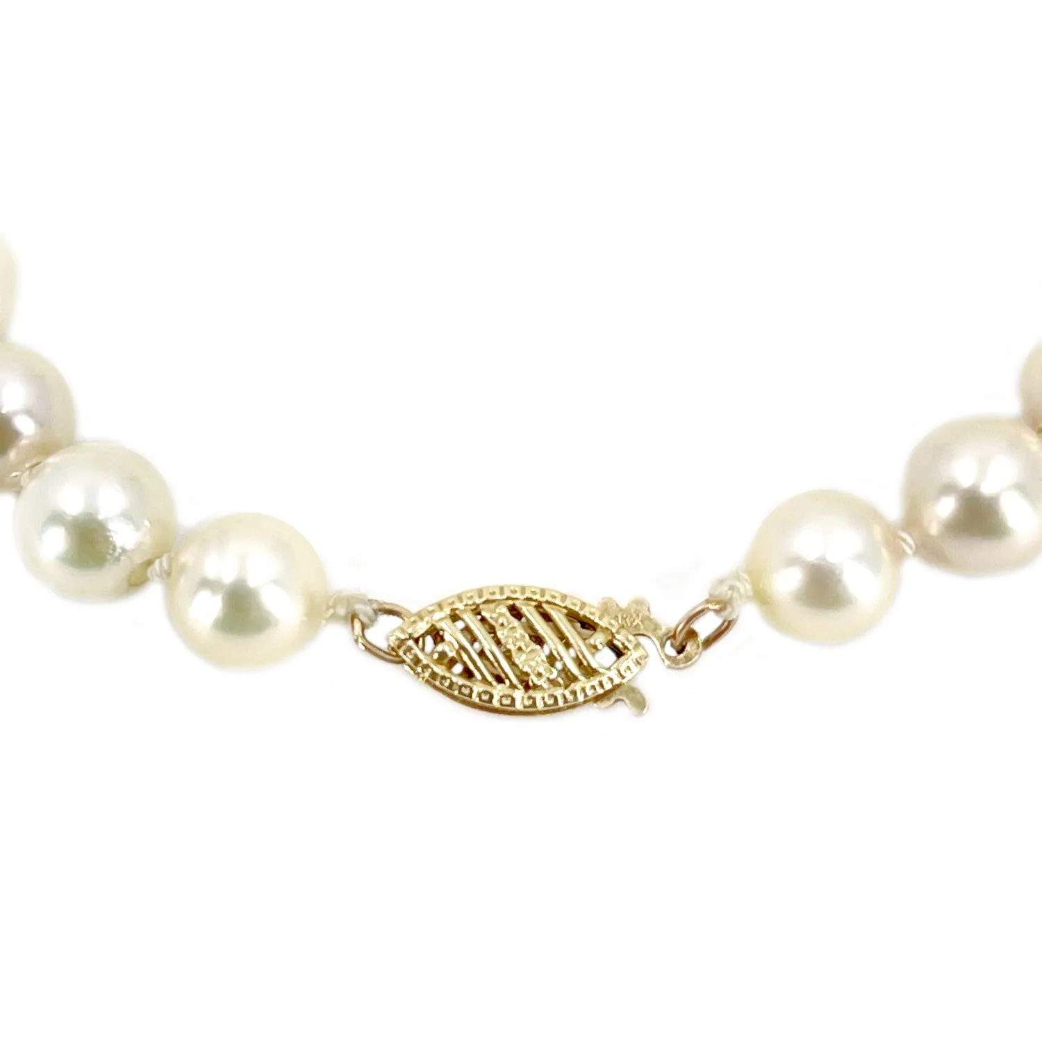 Vintage Semi-Baroque Japanese Saltwater Akoya Cultured Pearl Bracelet- 14K Yellow Gold