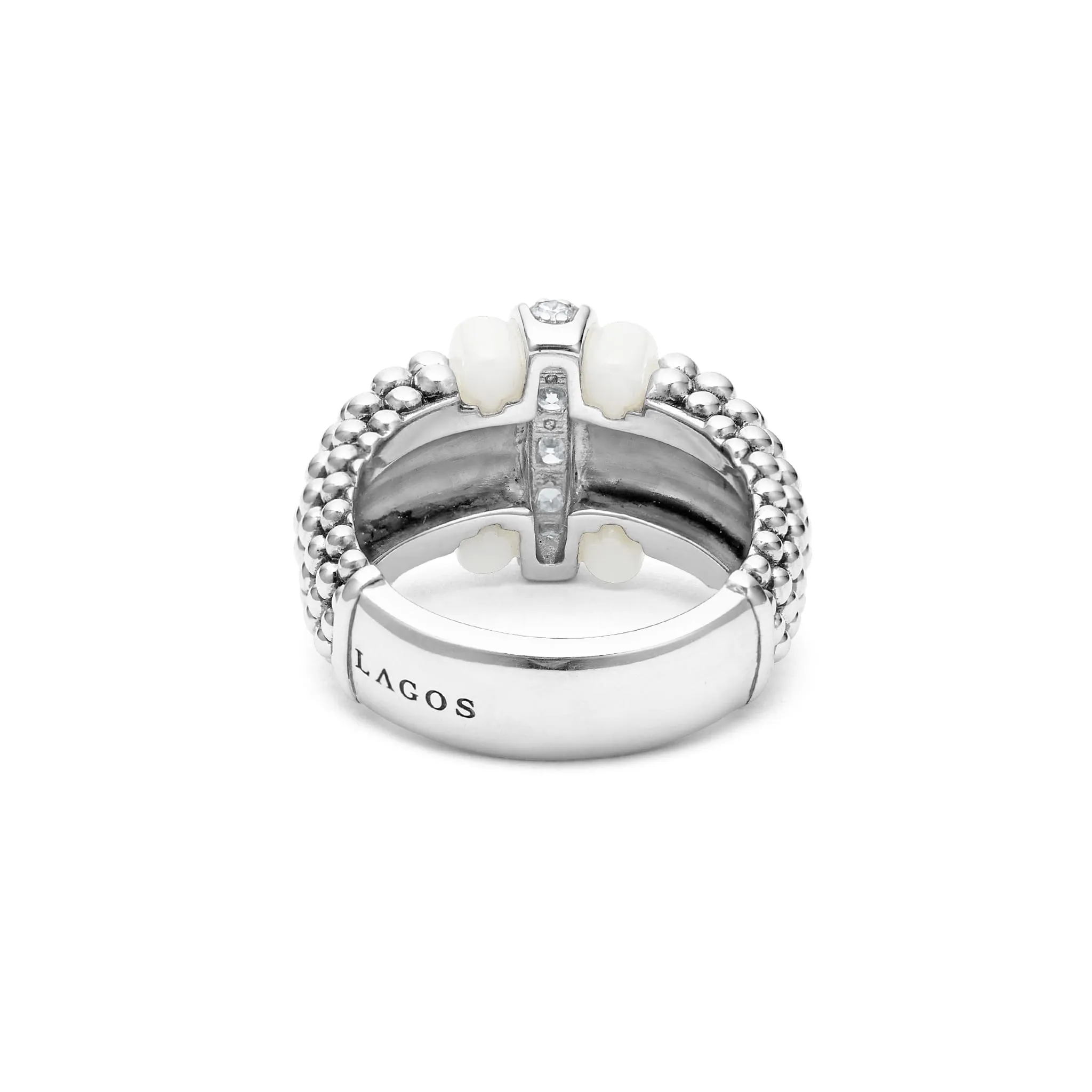 White Caviar White Ceramic Caviar Diamond Ring