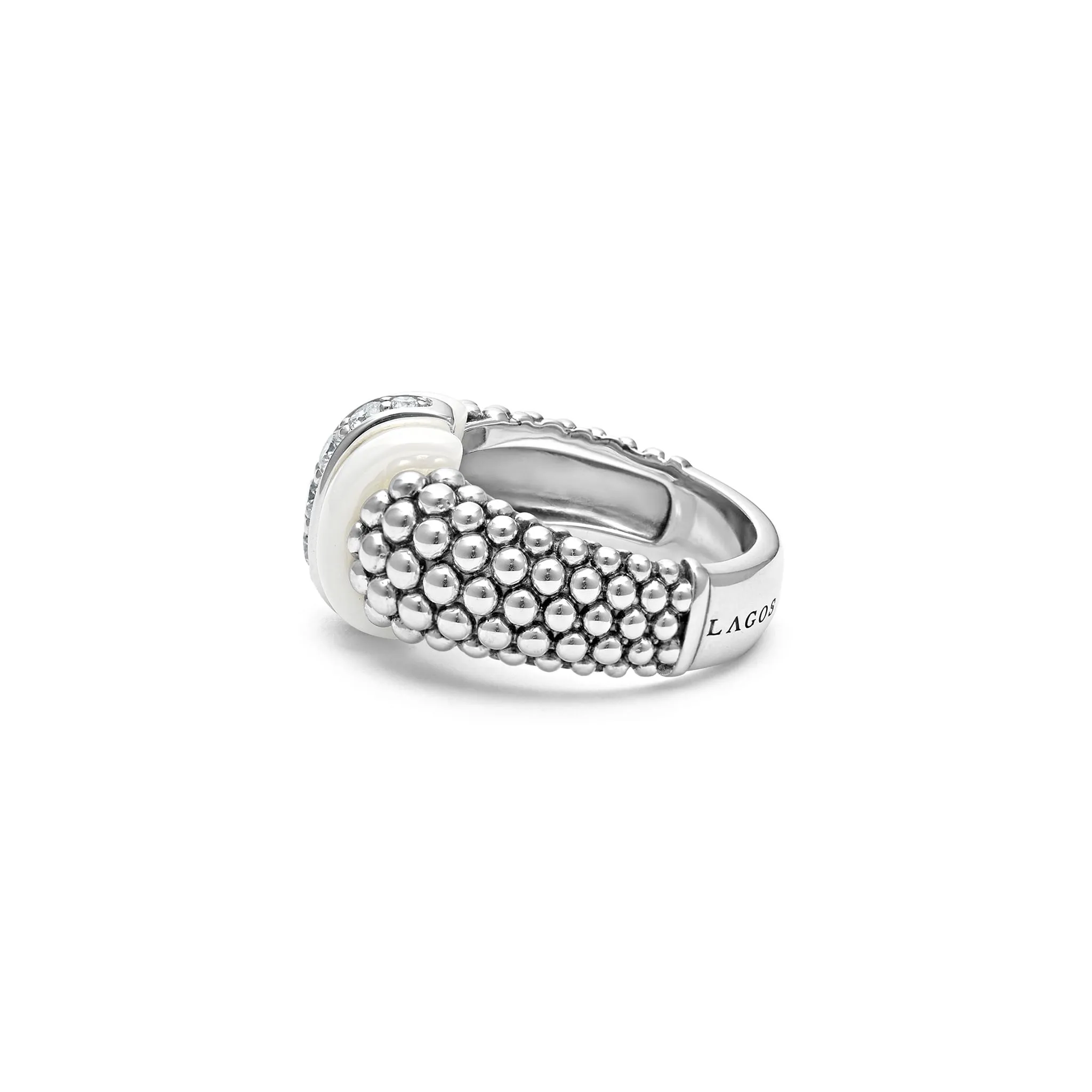 White Caviar White Ceramic Caviar Diamond Ring