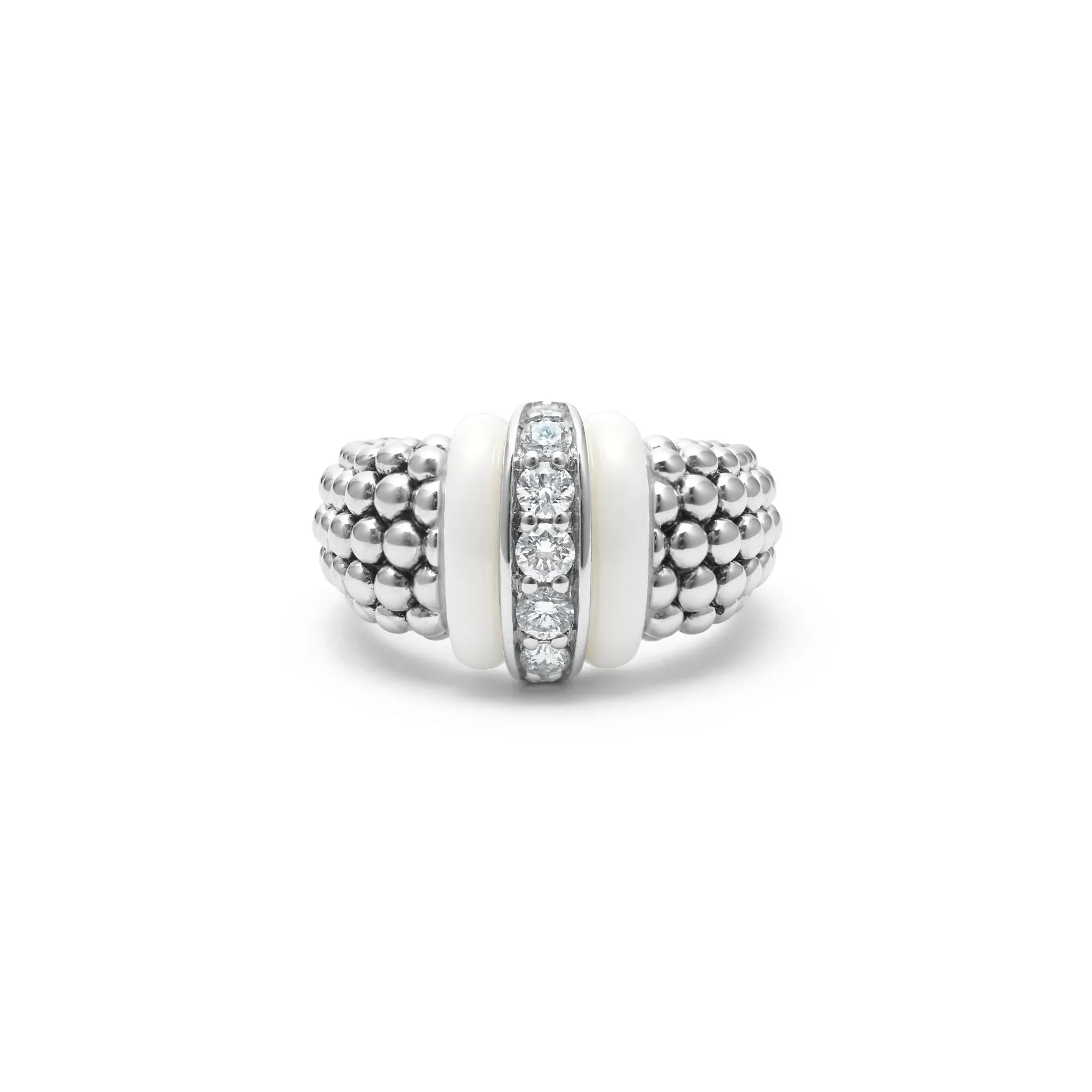 White Caviar White Ceramic Caviar Diamond Ring