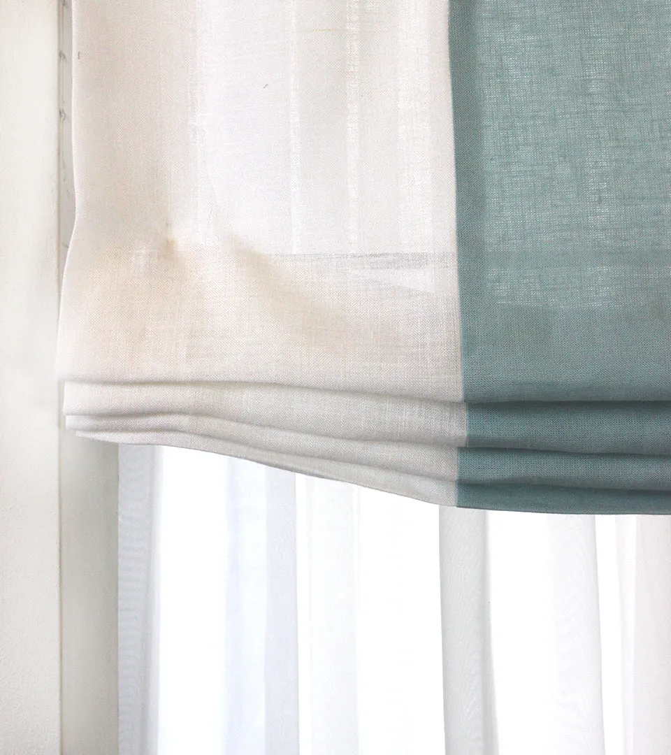 White Green 2 Color Combo Relaxed Roman Shade/CL1010