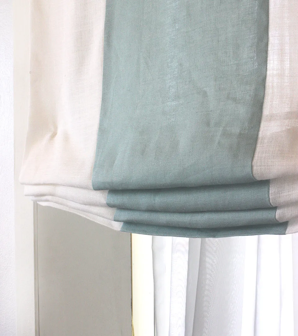 White Green 2 Color Combo Relaxed Roman Shade/CL1010