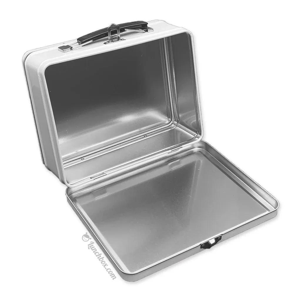 White Medium Plain Metal Lunch Boxes - Case of 36