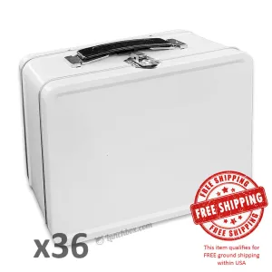 White Medium Plain Metal Lunch Boxes - Case of 36