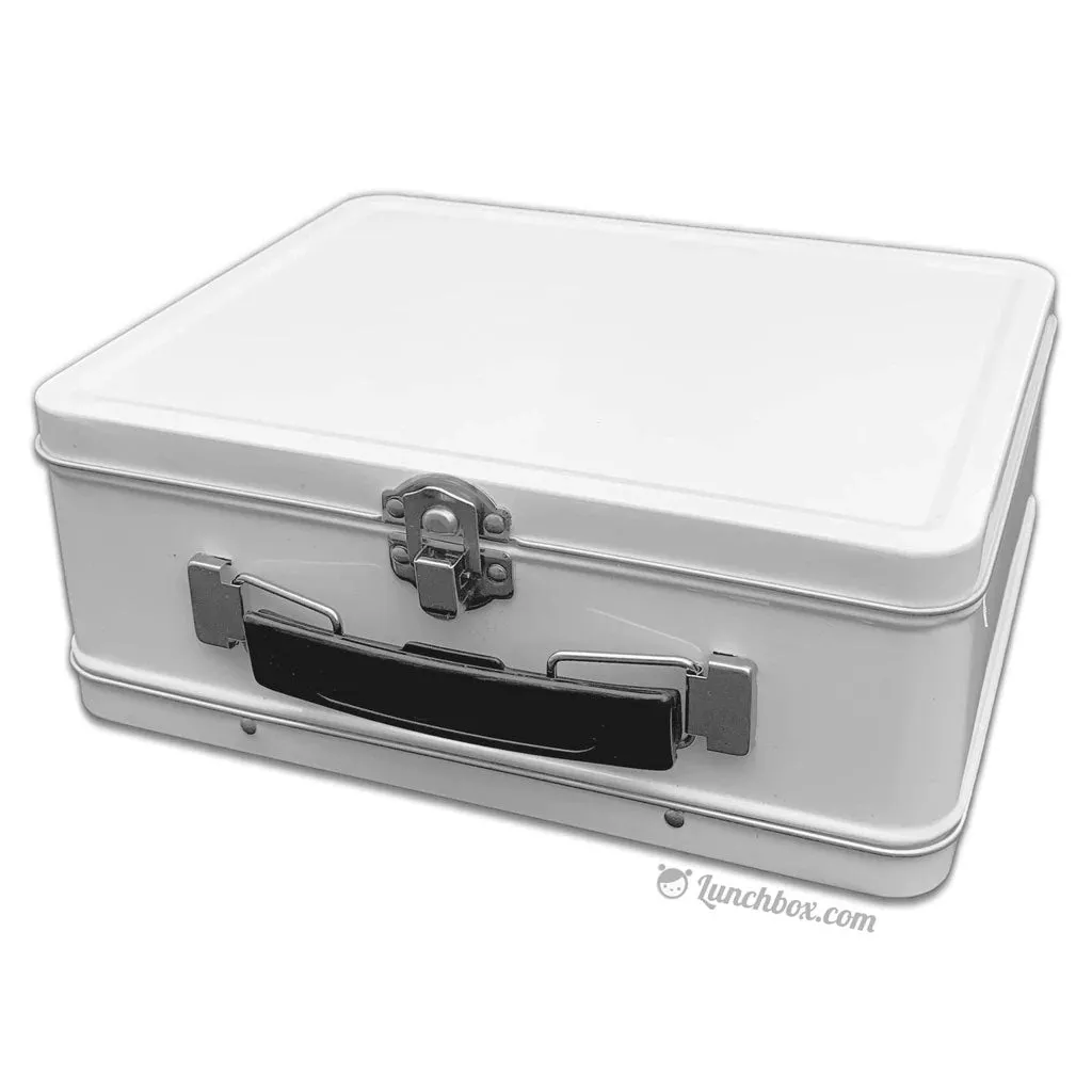White Medium Plain Metal Lunch Boxes - Case of 36