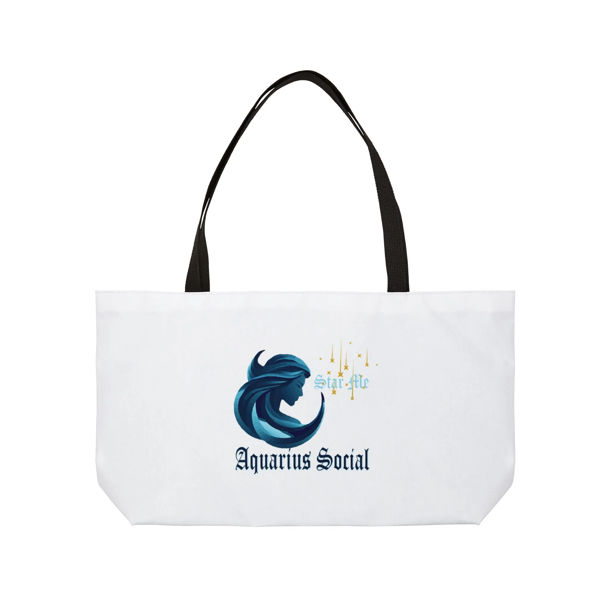 White Weekender Tote Bag - Aquarius Social Logo