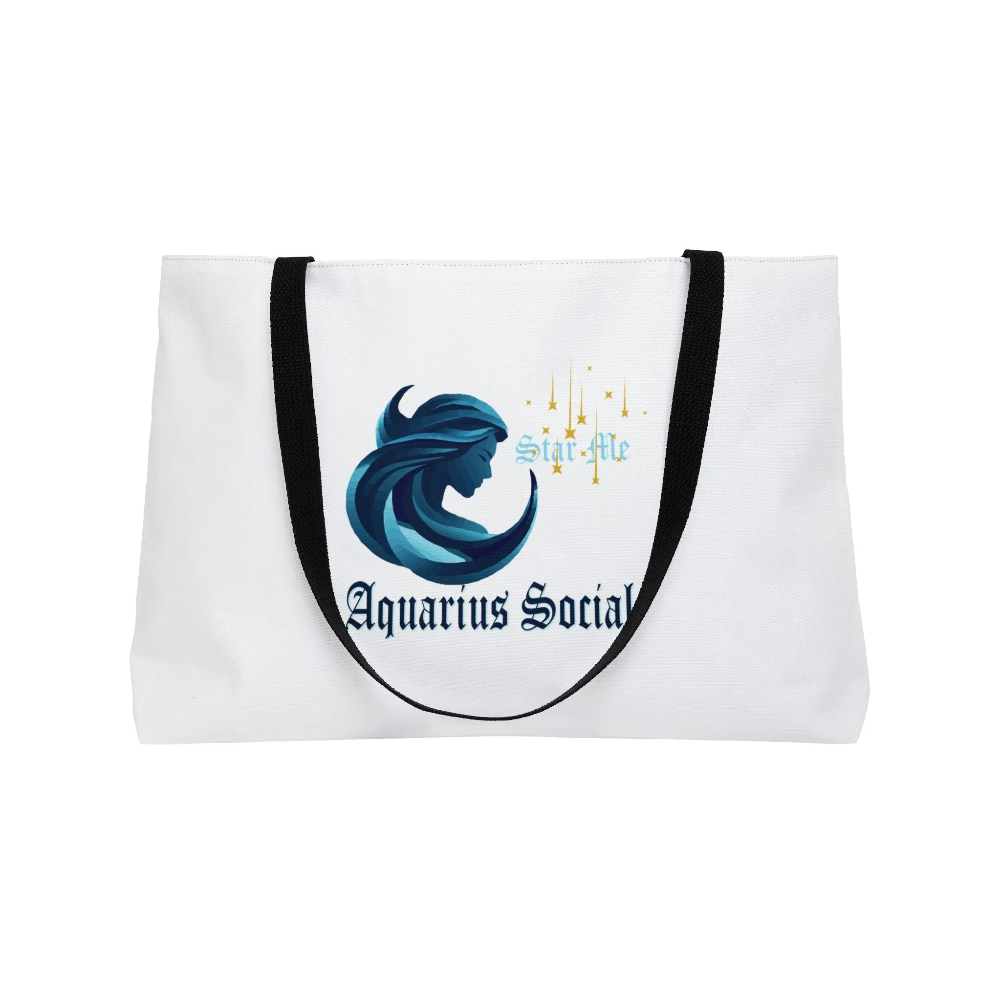 White Weekender Tote Bag - Aquarius Social Logo