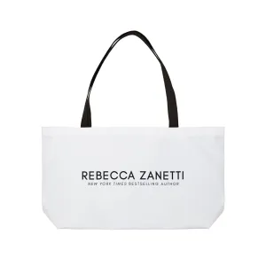 White Weekender Tote Bag - Rebecca Zanetti Black Logo