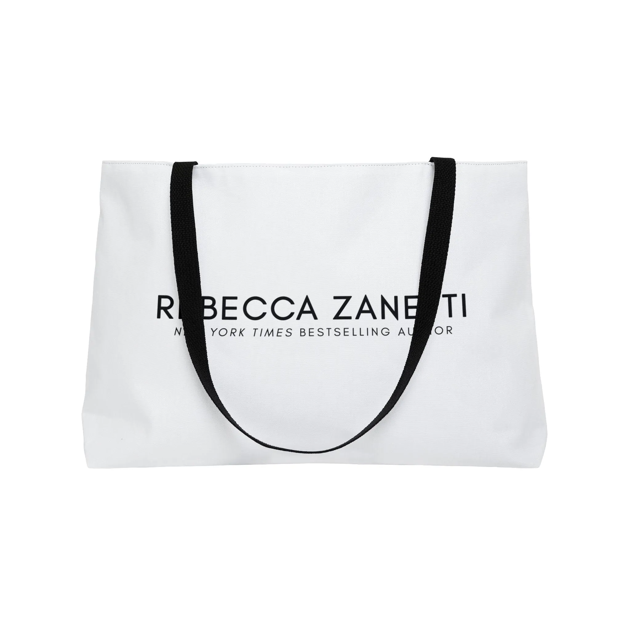 White Weekender Tote Bag - Rebecca Zanetti Black Logo
