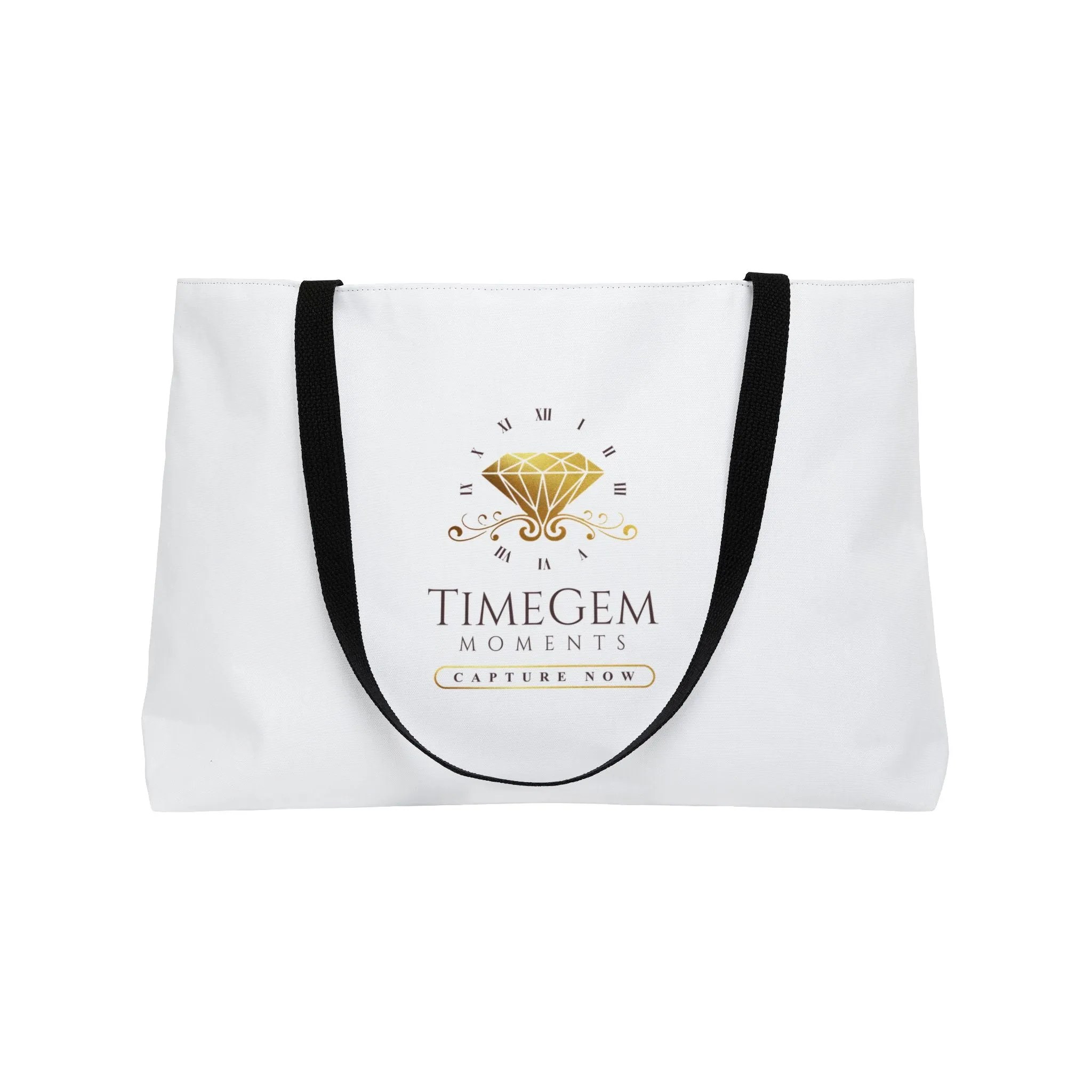 White Weekender Tote Bag - TimeGem Moments Logo