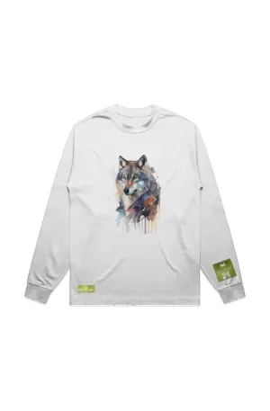 WOLFPACK UNLTD L/S GRAPHIC TEE | SILVER PALE MOON | WHITE