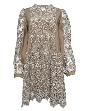 Woven Dress with Lace Contrast