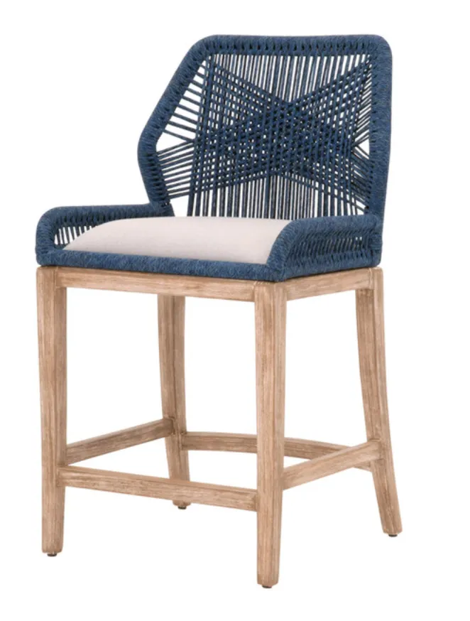 WOVEN LOOM COUNTER STOOL, INDIGO