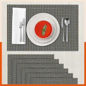 Woven PVC Table Mats / Placemats for Dining Table at Home (Liam - Set of 6)