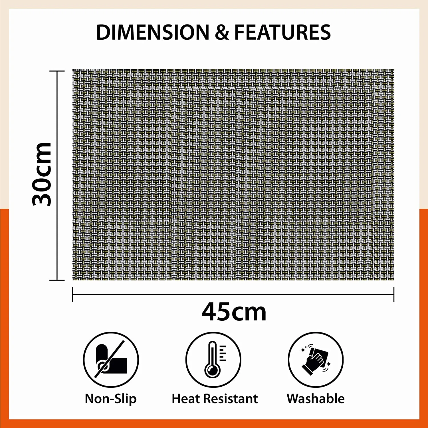 Woven PVC Table Mats / Placemats for Dining Table at Home (Liam - Set of 6)