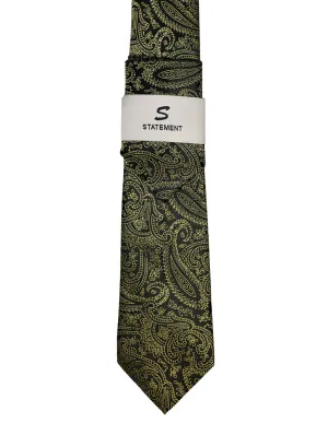 YELLOW PAISLEY 2 PC TIE & HANKIE SET